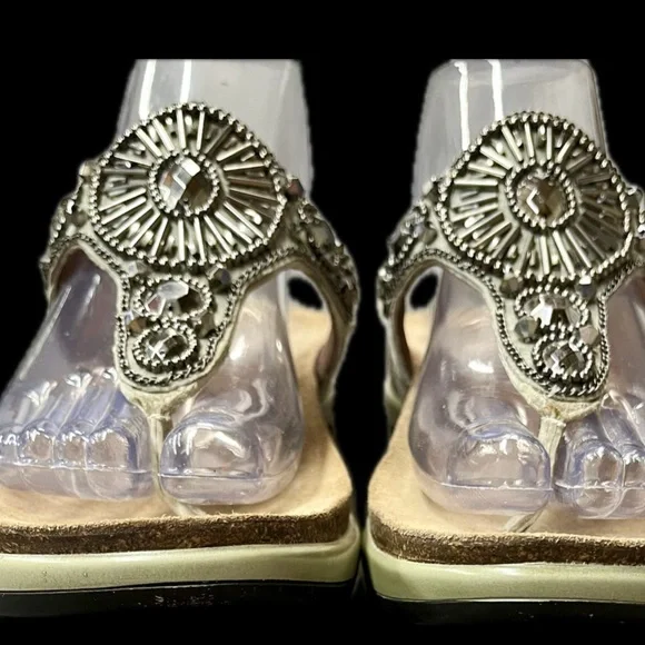 Dansko Pamela Jewelled Rhinestone Metallic Thong Flip Flop Cork Leather 39 8.5-9 - Picture 5 of 16